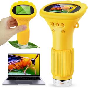 Kids Microscope - Ashfly 1000X Portable Microscope for Kids, Photo & Video Miniscope Pocket Microscope Gifts, 2'' Digital Screen | Ideal Easter Gifts 2026 for Boys Girls Age 3-12 (Orange)