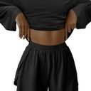 Kistore Womens 2 Piece Pajama Sets Long Sleeve Top and Shorts Sleepwear Pjs Lounge Matching Split Short Sets