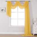 DONREN 216 Inches Long Window Scarf - Luxury Soft Semi Sheer Scarf Valance for Wedding (1 Panel, Amber Yellow)