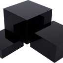 Red Co. Set of 3 Glossy Black Acrylic Cube Display Nesting Risers with Hollow Bottoms