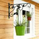 Elegant Bird Pattern Wall Hooks - Metal Plant Hangers for Indoor & Outdoor - Rust-Resistant Bracket for Plants, Feeders, Chimes, Lanterns (Black, 2 Pack - 14 inch)