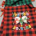 10 PCS Christmas Drawstring Gift Bags with Tags, Buffalo Plaid Xmas Gift Bags Assorted Sizes Bulk, Cotton Fabric Holiday Gift Bag  for Xmas Presents Decor Party Favors