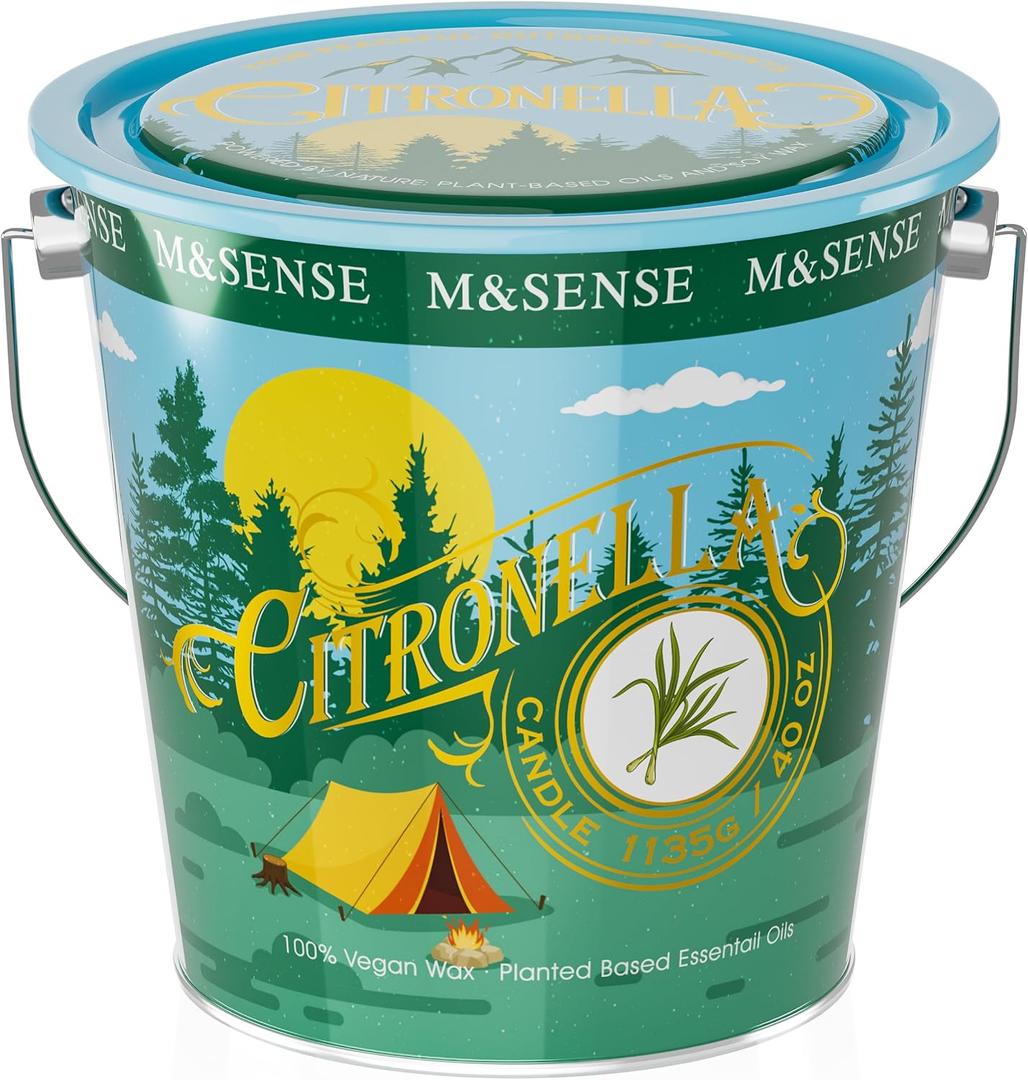 M&SENSE Citronella Candles Outdoor, 40 oz,Lemongrass Soy Wax for Patio | Large Citronella Candles Outdoor,250 Hours Burn Natural Citronella Oil Soy Candle for Patio Camping
