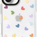 NITITOP Compatible with iPhone 16 Case Cute Clear for Women Girls Colorful Love Heart Pattern Ultra Slim with Bumper Protector Soft TPU Anti-Yellow Protective Cover - Colorful Heart