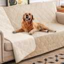 Ameritex Waterproof Dog Bed Cover Pet Blanket with Anti-Slip Back for Furniture Bed Couch Sofa (82x82 Inch (Pack of 1), Beige)