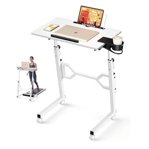 Small Standing Desk with Wheels, Portable Treadmill Desk, Rolling Desk Adjustable Height for Laptop, Mobile Standing Table for Walking Pad, Bedside Table