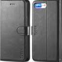 TUCCH Wallet Case for iPhone 7, RFID Blocking 4 Card Holders | Kickstand | Shockproof TPU Shell | PU Leather | Magnetic Closure | Protective Flip Folio Cover | Black