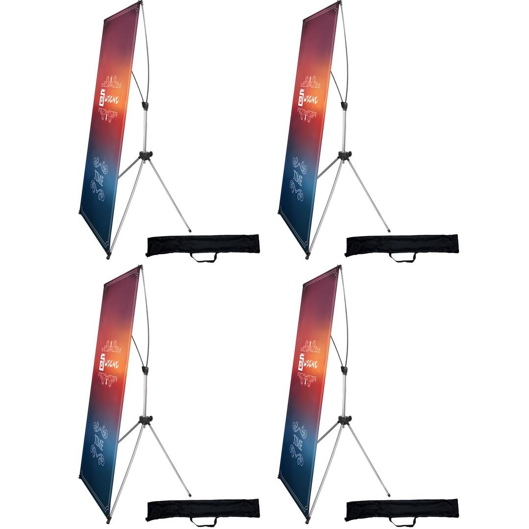 USCNC X Banner Stand Adjustable Fit Banner 23 x 63 to 32 x 78 Inch(STAND ONLY), Portable Travel Bag,Suitable for advertising, stores, exhibitions, restaurants, events, birthday parties, and other occasions (4 Pack)