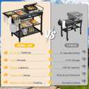 Grill Cart, 19 inch,3 Tier Foldable Grill Table with Wheels 500 Lb