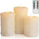 ANGELLOONG Flameless Candles with Remote, Battery Operated Candles with Flickering Flame, Fake LED Electric Timer Candles for Home Holiday Party Christmas Decor, Dripping