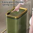 Transparent Trash Can, Bathroom Trash Cans with Lids, 2.6 Gallon Garbage Can for Bedroom, Office, Plastic Slim Waste Basket with Press Top Lid, 10L Clear Trash Bin for Home, Kitchen (Green)