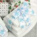 MEEDEE 2.5 Inch White Ribbon with Blue Glitter 10 Yards Wired Snowflake Ribbons Blue and White Ribbon for Christmas Tree, Winter Holiday Decor, Garlands, Wreaths, Gift Wrapping