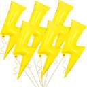 FEBSNOW 10 Pack 36 Inch Yellow Lightning Bolt Foil Party Balloons for Birthday Baby Shower Wedding Party Balloon Arch Decorations