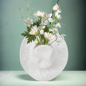 Vase White Hanging Vase, Ceramic Cowboy Hat Wall Plant Holder, Unique Modern 3D Wall Art Decoration (7"x6.7")