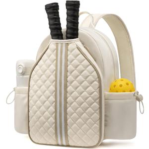 Sucipi Pickleball Bags for Women Lightweight Crossbody Pickleball Sling Bag Stylish Quilted Pickleball Paddle Bag (Medium, Pearl Beige)