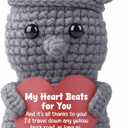 Handmade Crocheted Tin Man Doll, Funny Romantic Gifts for Him, Her, Boyfriend, Girlfriend, 'My Heart Beats for You' Keepsake, Cute Anniversary, Valentines Day, Birthday Present, I Love You Desk Decor