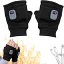 Heated Gloves, Upgraded Smart Thermostatic Electric Heated Fingerless Gloves Rechargeable, Winter Hand Warmer for Work Cycling Skiing Outdoor