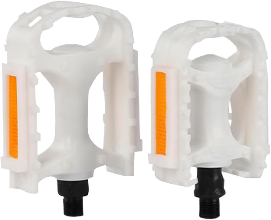 GLERC Kid's Bike Pedal 1/2-Inch for BMX Cruiser Bike Pedals 1 Pair Replacement, Size M Fits for 12" 14" 16" 18" Boys Girls Bike White, Medium