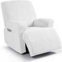 Ruaozz Recliner Sofa Covers Recliner Chair Covers Recliner Covers for Reclining Chair with Pockets Washable Furniture Protector with Elastic Bottom (1 Seater, Ivory)