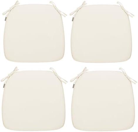 Magpie Fabrics 17"x16"x2" U-Shape Chair Cushions with Ties 4 Count, Outdoor Indoor Waterproof All Weather Seat Pads Decoration for Patio Garden Dining Office - Cream Beige
