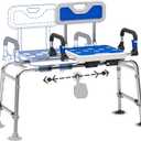 Sliding Shower Chair with Arms and Back, 500lbs Tub Transfer Benches with Non Slip Aluminum Body and Suction Cups Adjustable Height Bath Seats for Seniros Elderly Disabled or Bariatric Adults