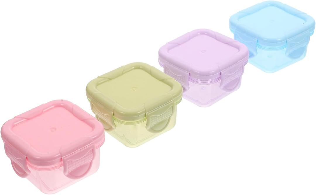 Salad Dressing Container, 4pcs Mini Bento Seasoning Heart Shaped Small Condiment Containers with Lids for Lunch, Work, School, Picnics