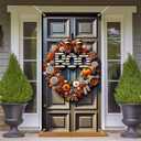 Halloween Door Banner Set 35x71 Inch with Pumpkins Spiders Black White Orange Swirl Ribbons Home Porch decoration spooky boo halloween decor front door party holiday decoration