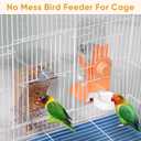 No Mess Bird Feeder for Cage, Automatic Drinker for Parakeet, Canary & Budgies (Orange)