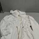 Fisoew Women's Zip Up Hoodie Sweatshirts Oversized Long Sleeve Casual Drawstring Waist Side Slit Tunic Tops Size M