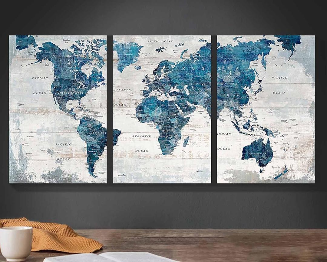 Wall Decor Living Room Motivational Framed Wall Art Large Office Decor for Wall Home Decorations for Bedroom Blue Grey Paintings Dining Room Pictures (Overall 71''W x 36''H)