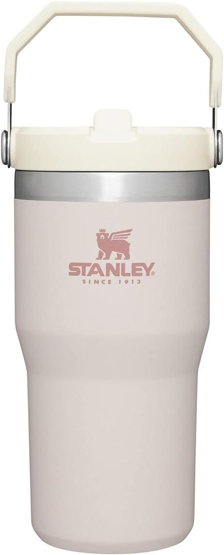 Stanley IceFlow Flip Straw Tumbler with Handle 20 oz | Twist On Lid and Flip Up Straw | Leak Resistant Water Bottle | Insulated Stainless Steel |BPA-Free | Rose Quartz