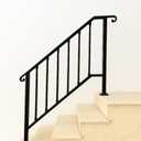Handrails for Outdoor Step, Mild Steel Stair Railing Fits 3 or 4 Steps, Staircase Handrails, Metal Hand Rails Kit for Concrete, Wood, Porch, Deck, Exterior Steps, Satin Black