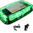 Rechargeable Emergency Roof Top Strobe Light Wireless Battery, 48LED 17 Flashing Modes,High Low Brightness,Hazard Traffic Lights w/Magnetic Base, Remote Control for Construction Vehicles (Green)
