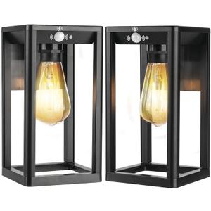 MAGGIFT 2 Pack Motion Sensor Outdoor Wall Lanterns, Outdoor Wall Light Fixtures, Dusk to Dawn Sconce, E26 Base Waterproof Exterior Sconces Decor for Patio Yard Front Door Entryway