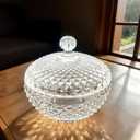 21oz Glass Candy Jar with Lid | Large Clear Crystal Christmas Candy Bowl for Holiday Parties, Weddings & Home Decor