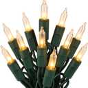 koopower 33ft 100 LED Battery Operated String Lights with Timer (8 Modes), IP65 Waterproof for Christmas Tree, Green String, Warm White