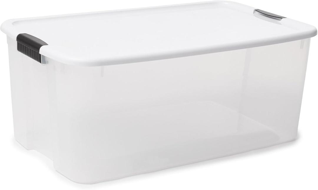Sterilite Ultra Latching Box, Storage Bins with Lid, Clear Plastic, 116 Quart - Heavy-Duty Organizing Containers for Closet, Bathroom, and Office