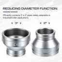 Cinnvoice 2 Pack FNPT Galvanized Reducer, 300 PSI Pressure Rating for Plumbing, Industrial, and Fire Protection Systems (3" X 2")