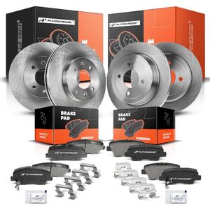 A-Premium Front Vented & Rear Solid Disc Brake Rotors + Ceramic Pads Kit Compatible with Select Hyundai and Kia Models - Accent & Rio 2012 2013 2014 2015 2016 2017, 12-PC Set