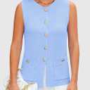 PRETTYGARDEN Women's 2026 Spring Sweater Vest Sleeveless Button Down Knit Cardigan Tank Tops Summer Business Casual Outfits (Blue, M)