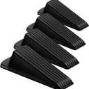 Door Stoppers, 4 Pack Premium Rubber Stoppers Wedge, Stops for Carpet Heavy Duty Door, Bottom of on Tile, Concrete, Carpet, Wooden Floor (Black)