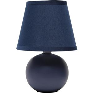 Simple Designs LT2008-BLU Mini Ceramic Globe Table Lamp with Matching Fabric Shade, Blue (8.78 x 5.55 x 5.55)