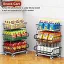 Miyawell 3-Tier Rolling Pantry Cart with Wheels, Stackable Wire Storage Floor Organizer for Kitchen Pantry Snack Shelves, Fruit Basket Stand, Vegetable Storage Rack for Food Snacks Onion Potato