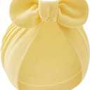 Century Star Newborn Hat for Baby Girls Infant Toddler Soft Hospital Hats Beanie Baby Turbans Head Wrap with Bow Cap (Yellow)
