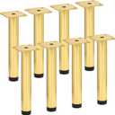 6 inch / 15cm Adjustable Metal Furniture Legs, Pack of 8 Round Gold Iron Heavy Duty Sofa Legs, DIY Replacement Feet for Couch Table Cabinet Bed Ottoman Dresser