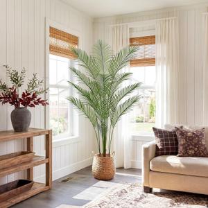 Artificial Golden Cane Palm Tree 6FT Tall Faux Palm Tree Fake Plants Faux Tropical Plant, UV Resistant & Maintenance Free Indoor/Outdoor Fake Tree in Pot for Home Office Living Room Patio Decor