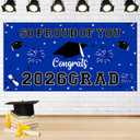 3 x Graduation Decorations 2026 Blue Graduation Banner 66.1" x 33.8" Graduation Backdrop Congrats Grad Banner for Outdoor Indoor High School College Class of 2026 Graduation Party Decorations Supplies
