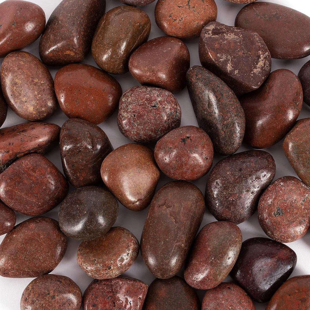 5 lbs Approx. 45 River Rocks Pebbles for Plants Natural Decorative Polished Stones for Planters Succulent Rocks Aquarium Gravel (1.6-2.4 Inches) (Cherry Red)