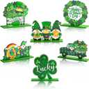 6 Pcs Wooden Table Sign Decoration Wood Tabletop Centerpiece Table Decorations for Party Farmhouse Home Tiered Tray Decor Gifts St. Patrick's Day