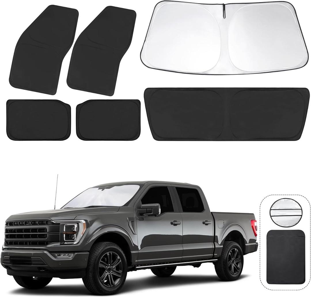 TINGLU Window Shades for Ford F150 4Door 2021-2024 2025 Accessories Car Side Full Windows Rear Triangular Windshield Sun Shade Sun UV Rays & Privacy Protection for Camping, Napping, and Relaxing 6PCS TINGLU Window Shades for Ford F150 4Door 2021-2024 2025 Accessories Car Side Full Windows Rear Triangular Windshield Sun Shade Sun UV Rays & Privacy Protection for Camping, Napping, and Relaxing 6PCS
